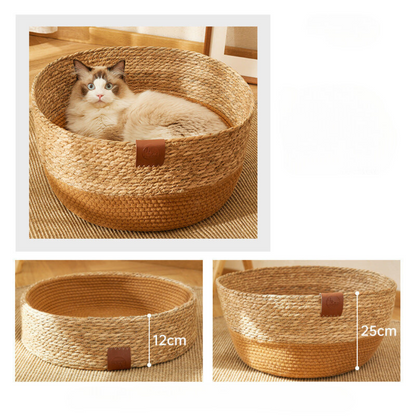 Hand-woven rattan cat scratching bed