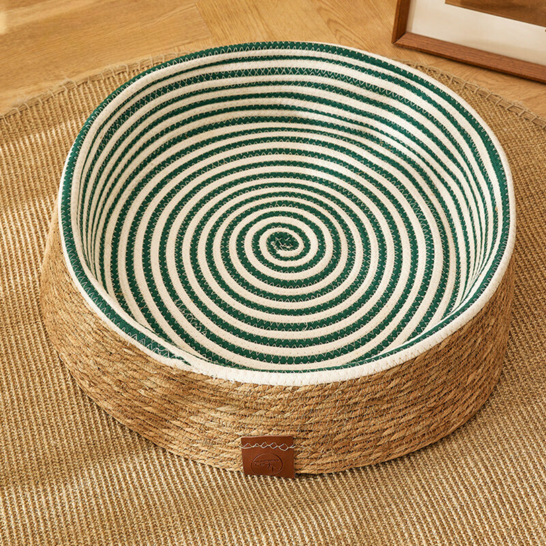 Hand-woven rattan cat scratching bed