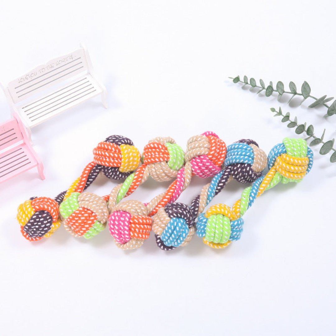 Robust chew toy set made from cotton