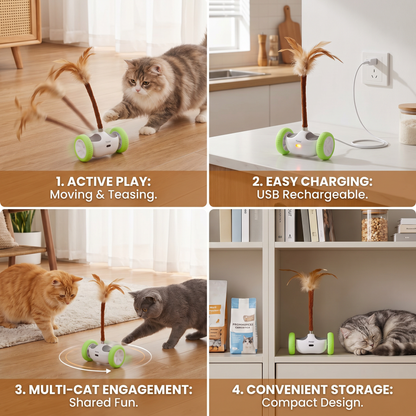 Self-Moving Feather Cat Teaser Toy