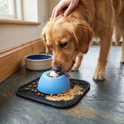 2in1 Slow Feeder Dog Bowl with Lick Mat