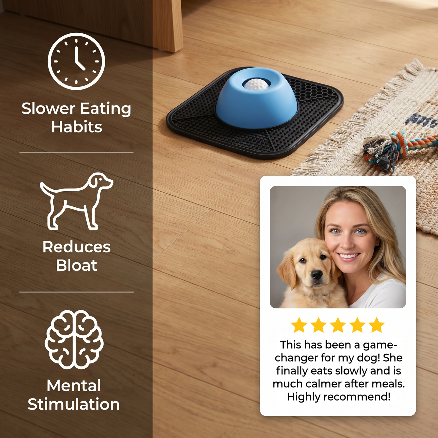 2in1 Slow Feeder Dog Bowl with Lick Mat
