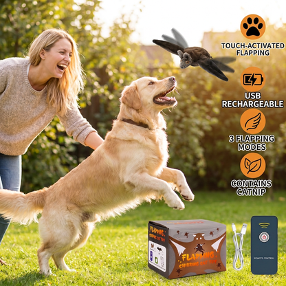 Touch—Activated Flapping Bat Dog Toy with Catnip