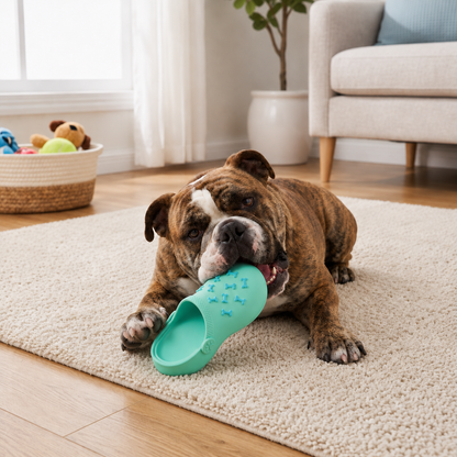 Interactive Squeaky Slipper Dog Chew Toy