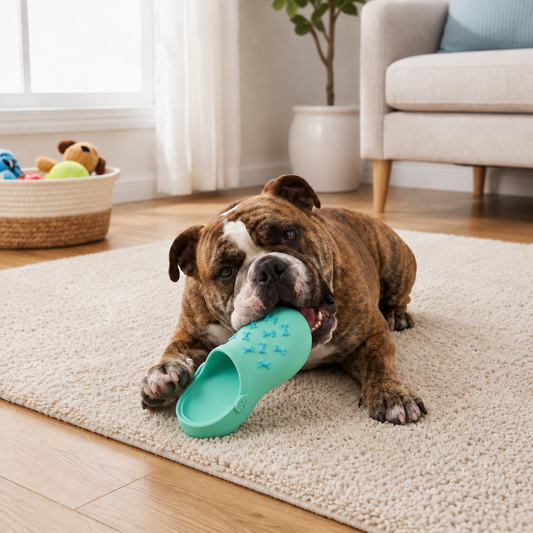Interactive Squeaky Slipper Dog Chew Toy