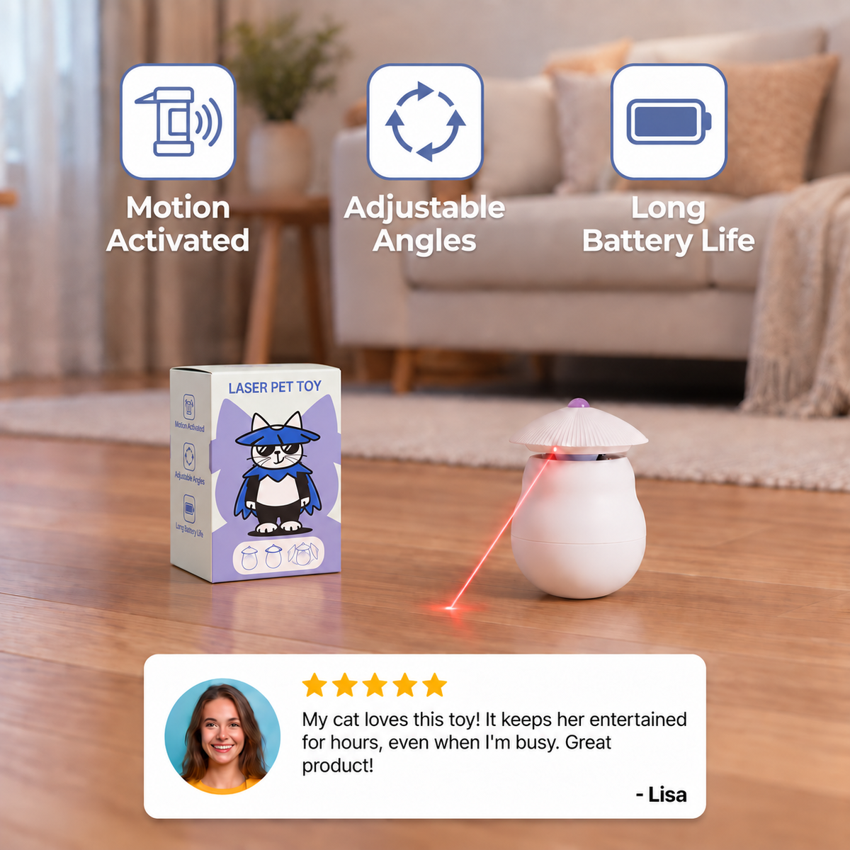 Automatic Motion-Activated Cat Laser Toy