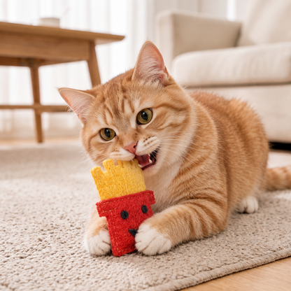 Teeth-Cleaning Catnip Chew Toys – Natural Loofah Dental Care & Play Set