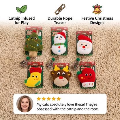Christmas Catnip Rope Teaser Cat Toy