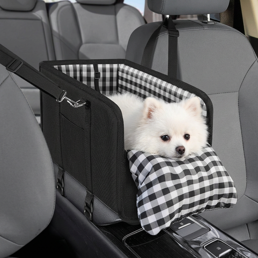 Safe Small Dog & Cat Car Travel Carrier with Safety Leash & Non-Slip Base