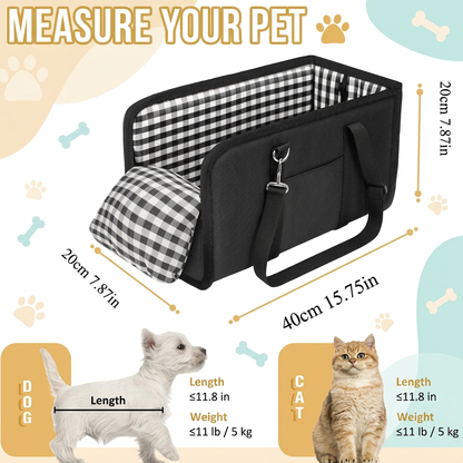 Safe Small Dog & Cat Car Travel Carrier with Safety Leash & Non-Slip Base