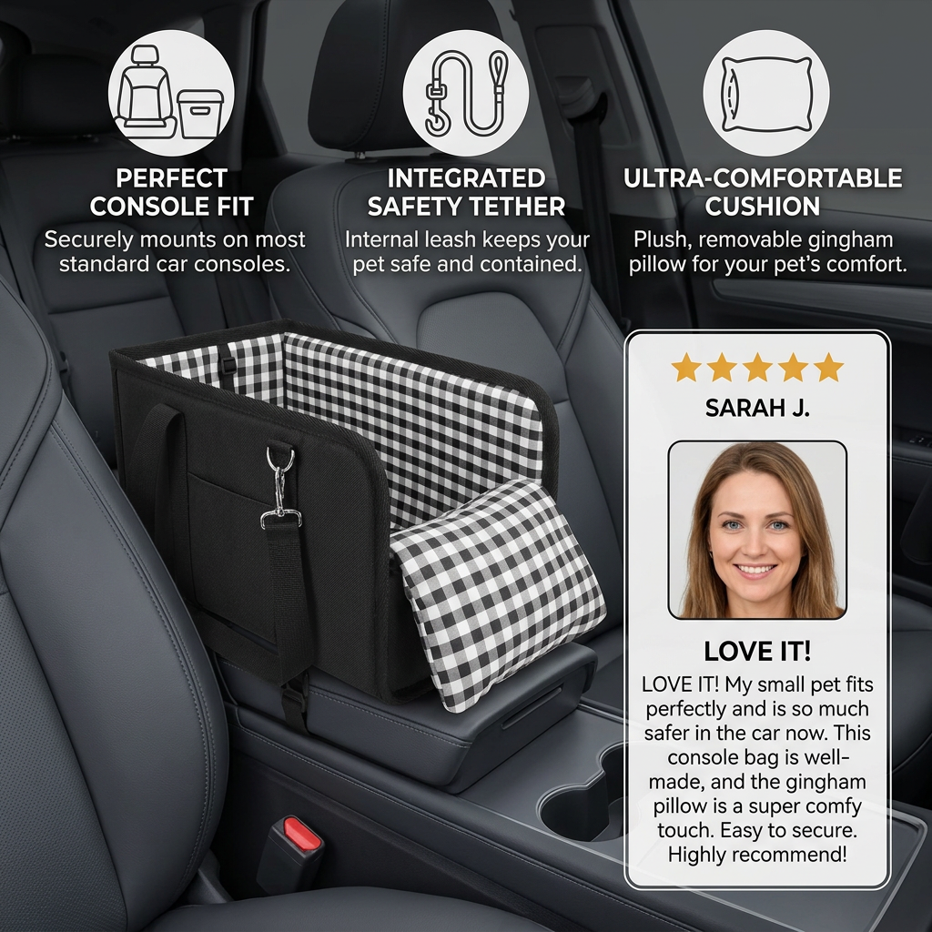 Safe Small Dog & Cat Car Travel Carrier with Safety Leash & Non-Slip Base