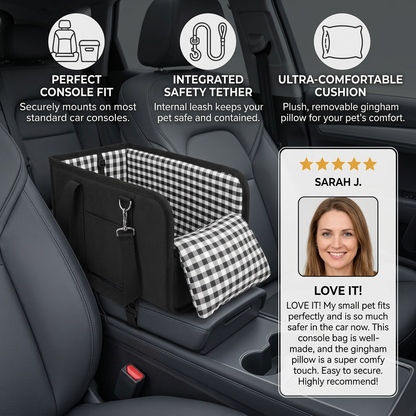 Safe Small Dog & Cat Car Travel Carrier with Safety Leash & Non-Slip Base