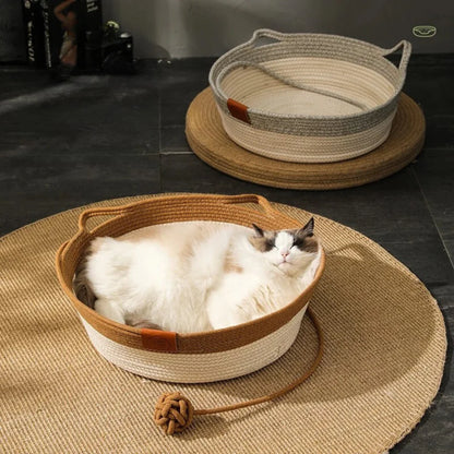 Handwoven Cotton Rope Cat Bed – DreamNest