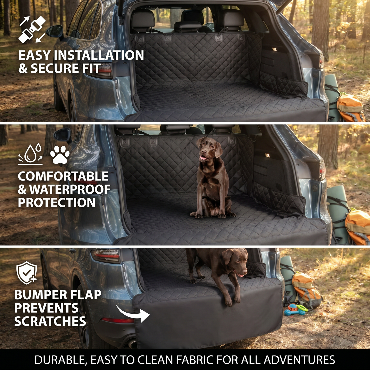 Waterproof SUV Dog Cargo Liner with Bumper Flap