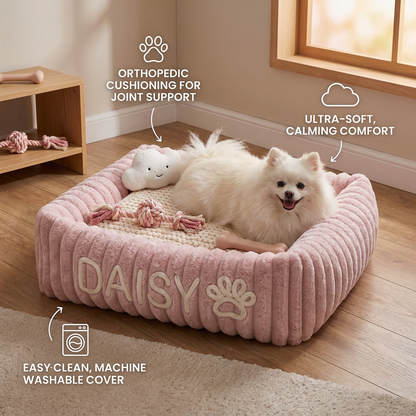 Personalized Fluffy Cloud Dog Bed with Soft Bolsters