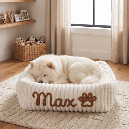 Personalized Fluffy Cloud Dog Bed with Soft Bolsters