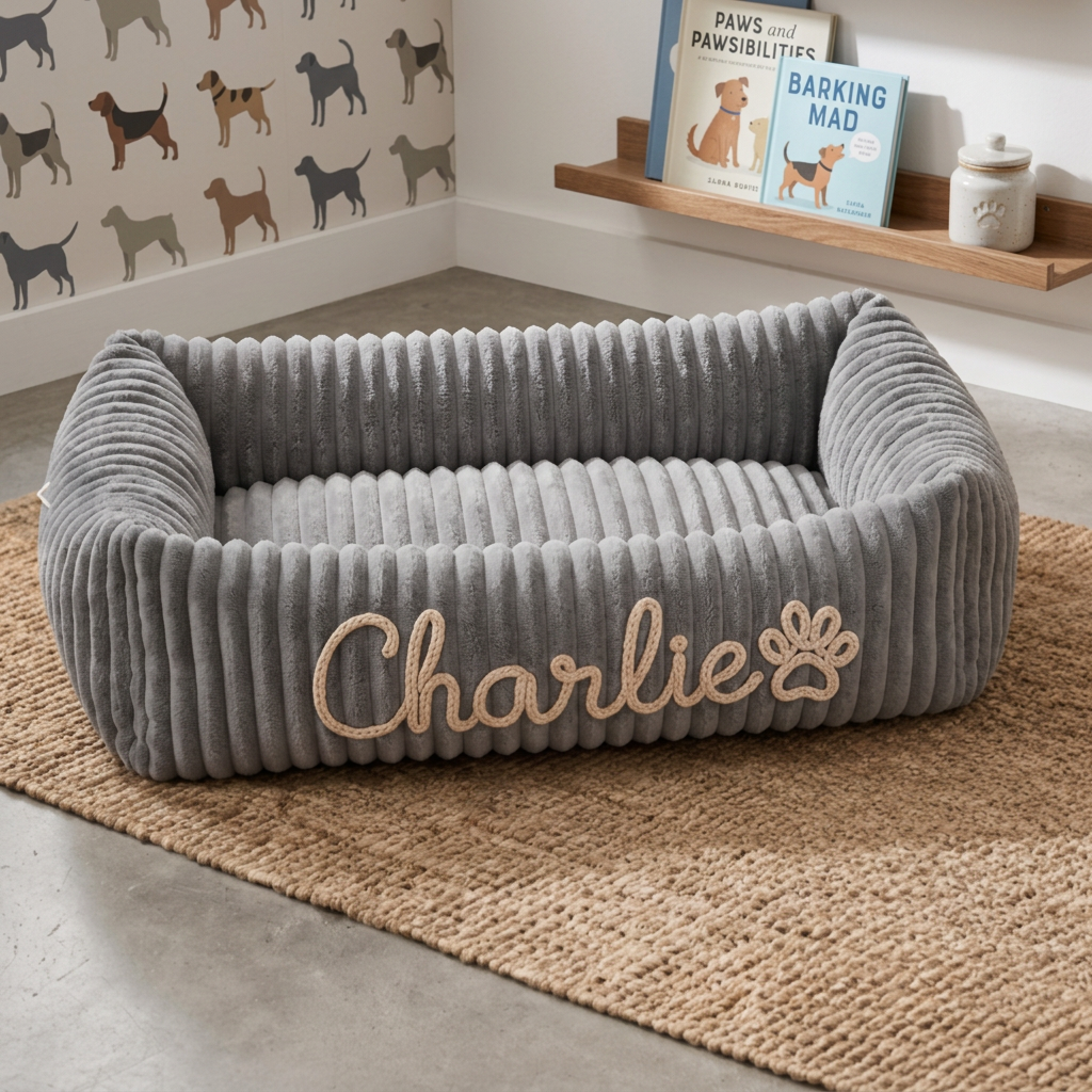 Personalized Fluffy Cloud Dog Bed with Soft Bolsters