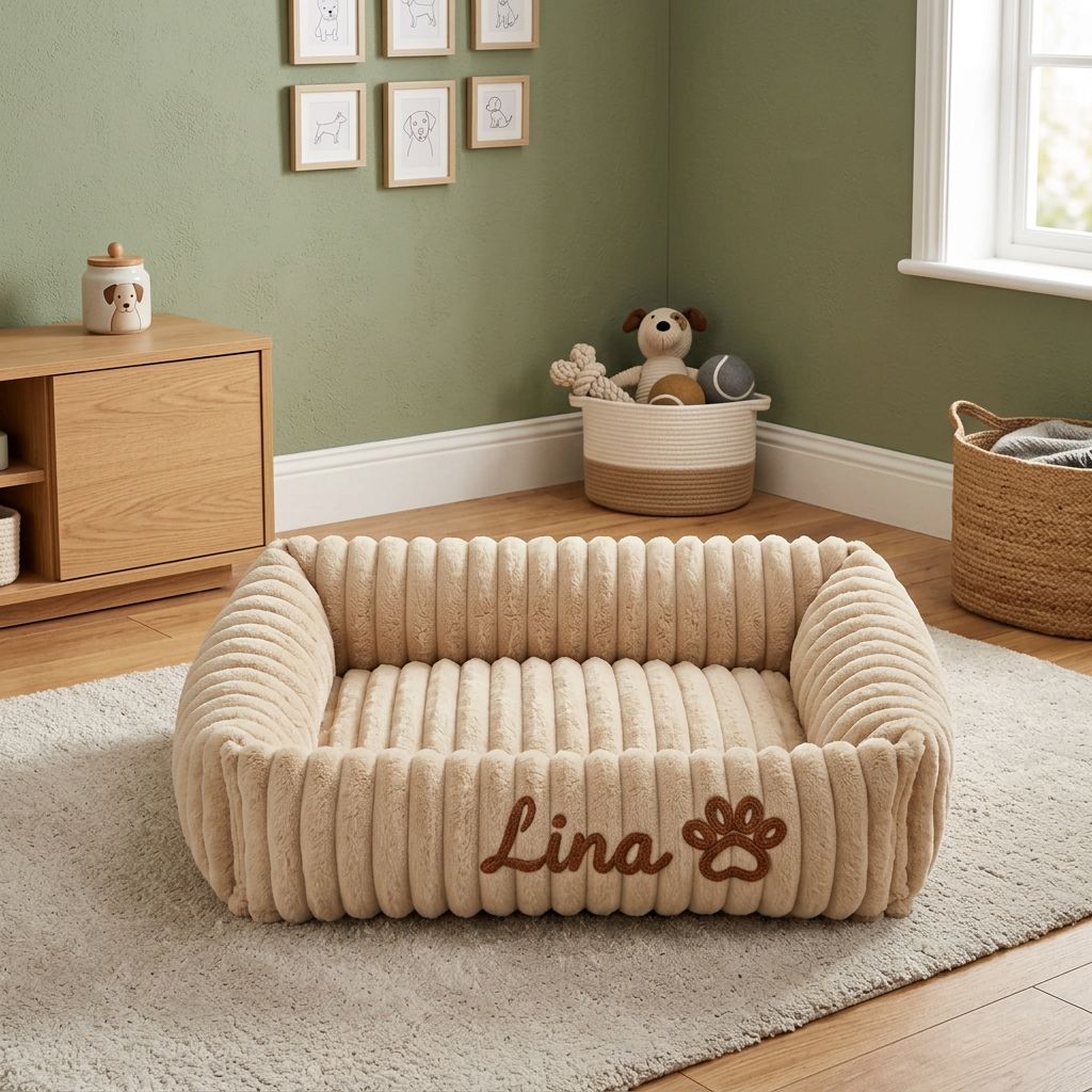 Personalized Fluffy Cloud Dog Bed with Soft Bolsters