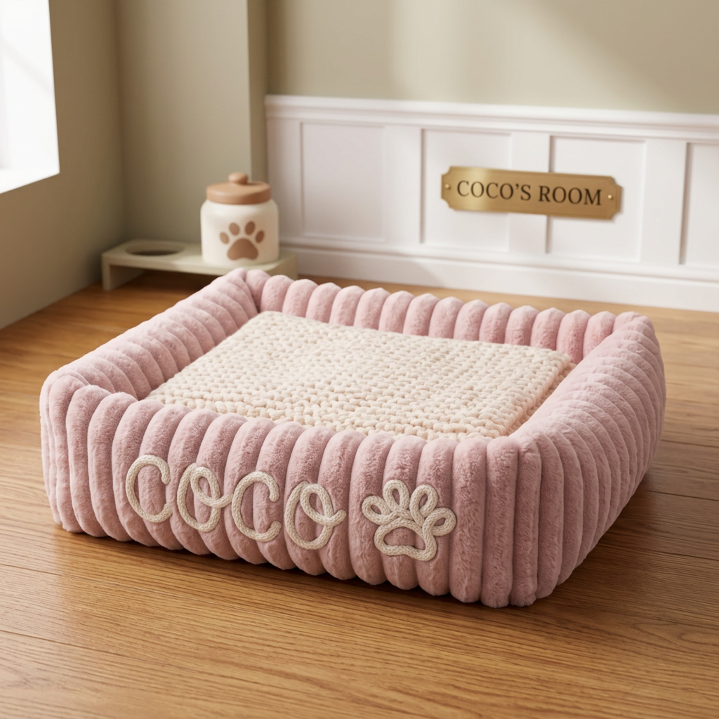 Personalized Fluffy Cloud Dog Bed with Soft Bolsters