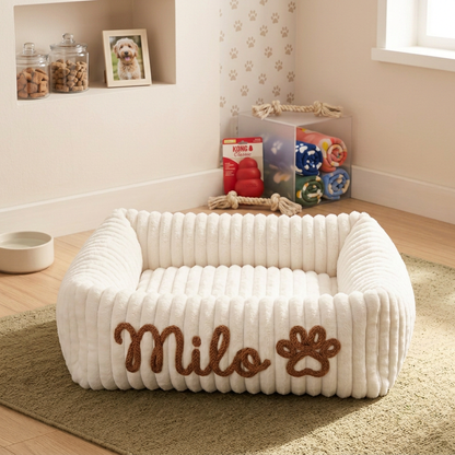 Personalized Fluffy Cloud Dog Bed with Soft Bolsters