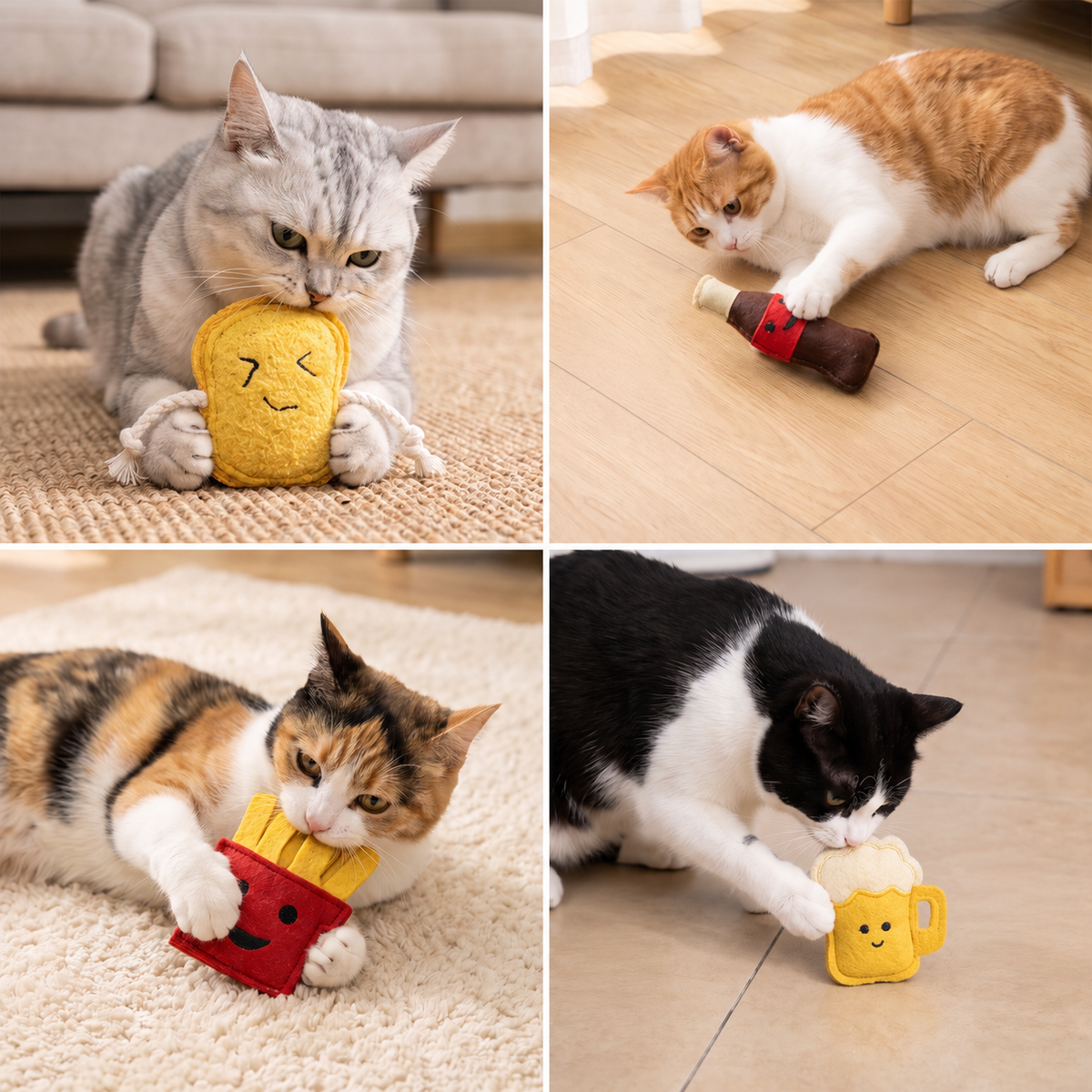 Teeth-Cleaning Catnip Chew Toys – Natural Loofah Dental Care & Play Set