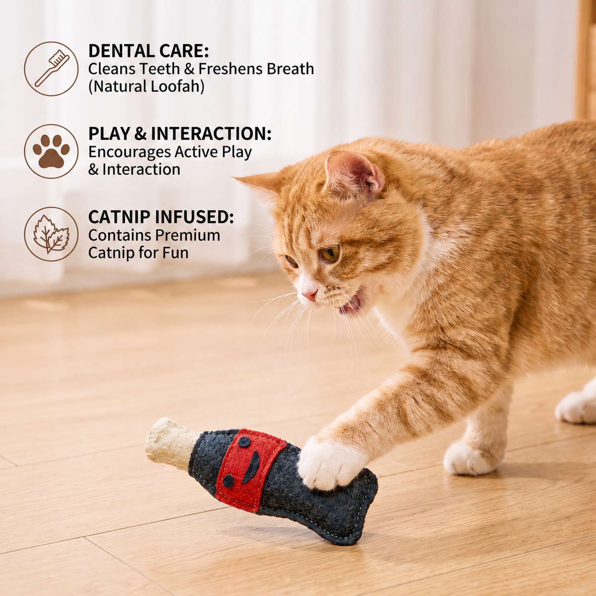 Teeth-Cleaning Catnip Chew Toys – Natural Loofah Dental Care & Play Set