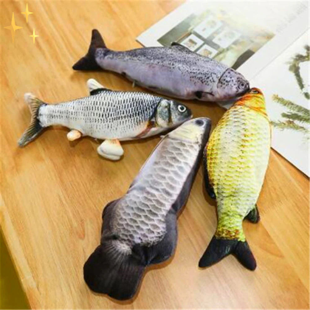 WiggleFins Set of 4 Moving Fish Toys for Cats