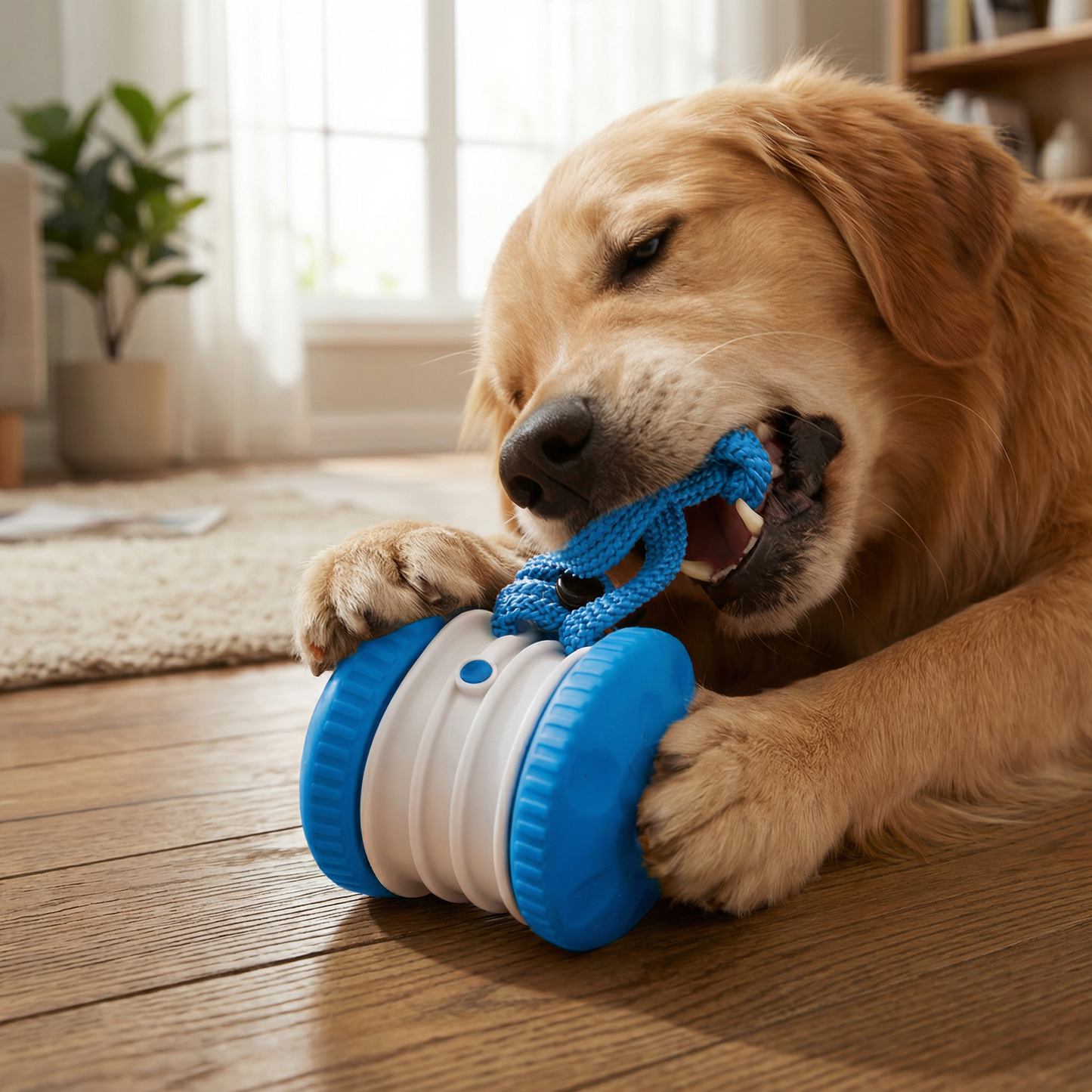 Interactive & Durable Dog Ball – Motion Toy with Tug Rope in Dog Colours
