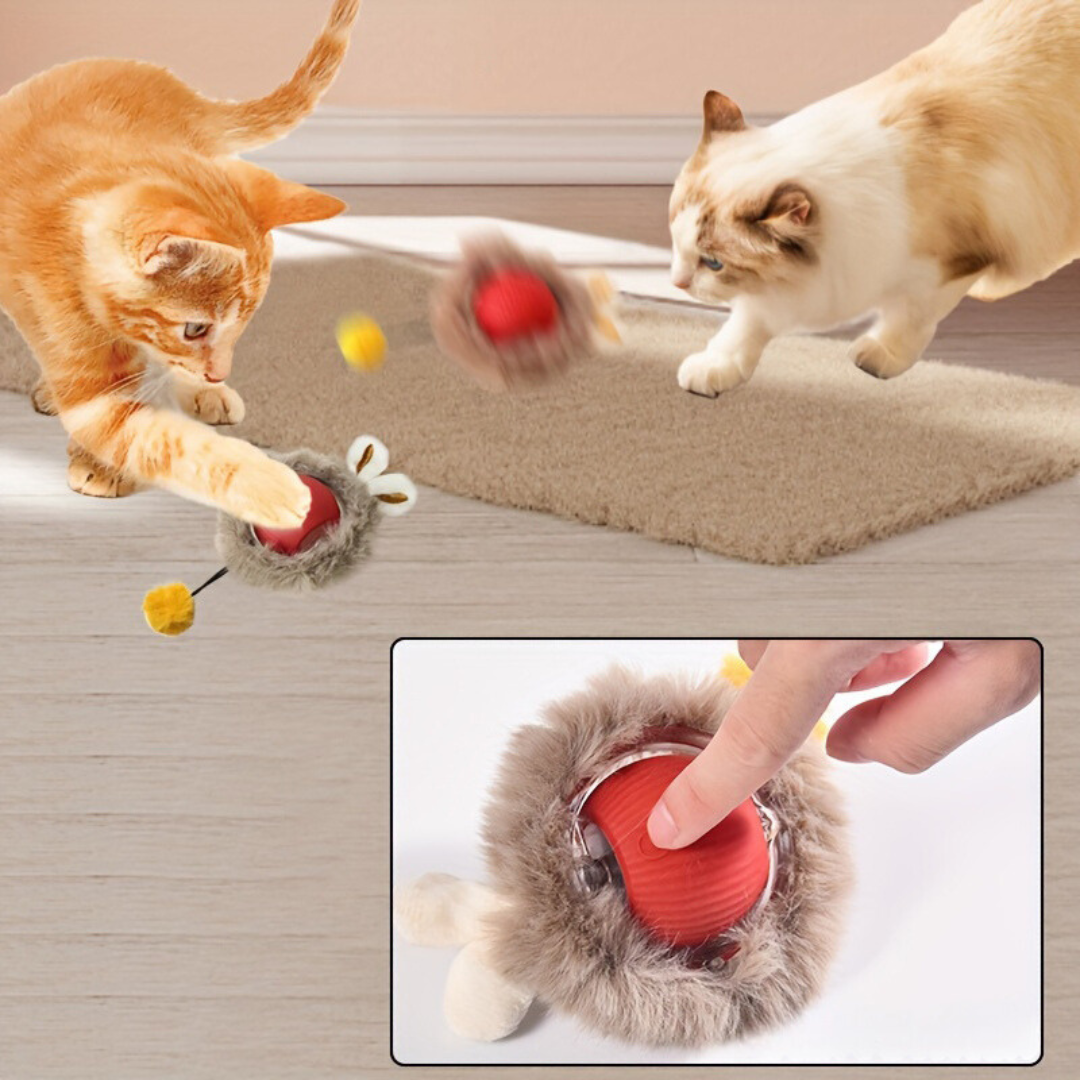 Active Rolling Ball with Fur for Cats