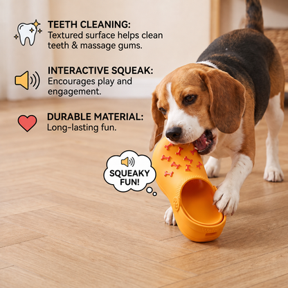 Interactive Squeaky Slipper Dog Chew Toy