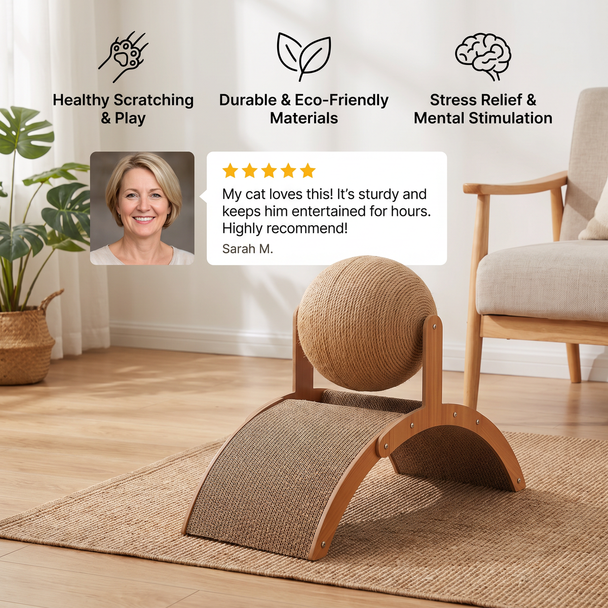 Interactive Ferris Wheel Cat Scratcher with Spinning Jute Ball