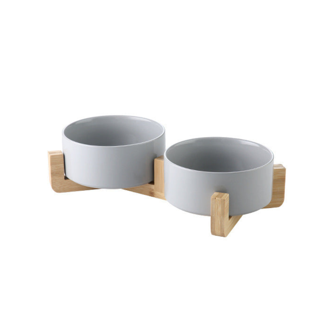 Premium Wood Ceramic Feeding Bowl