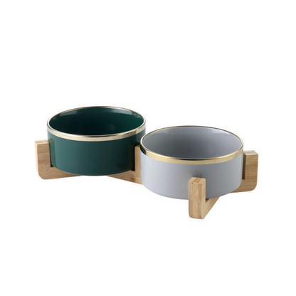 Premium Wood Ceramic Feeding Bowl