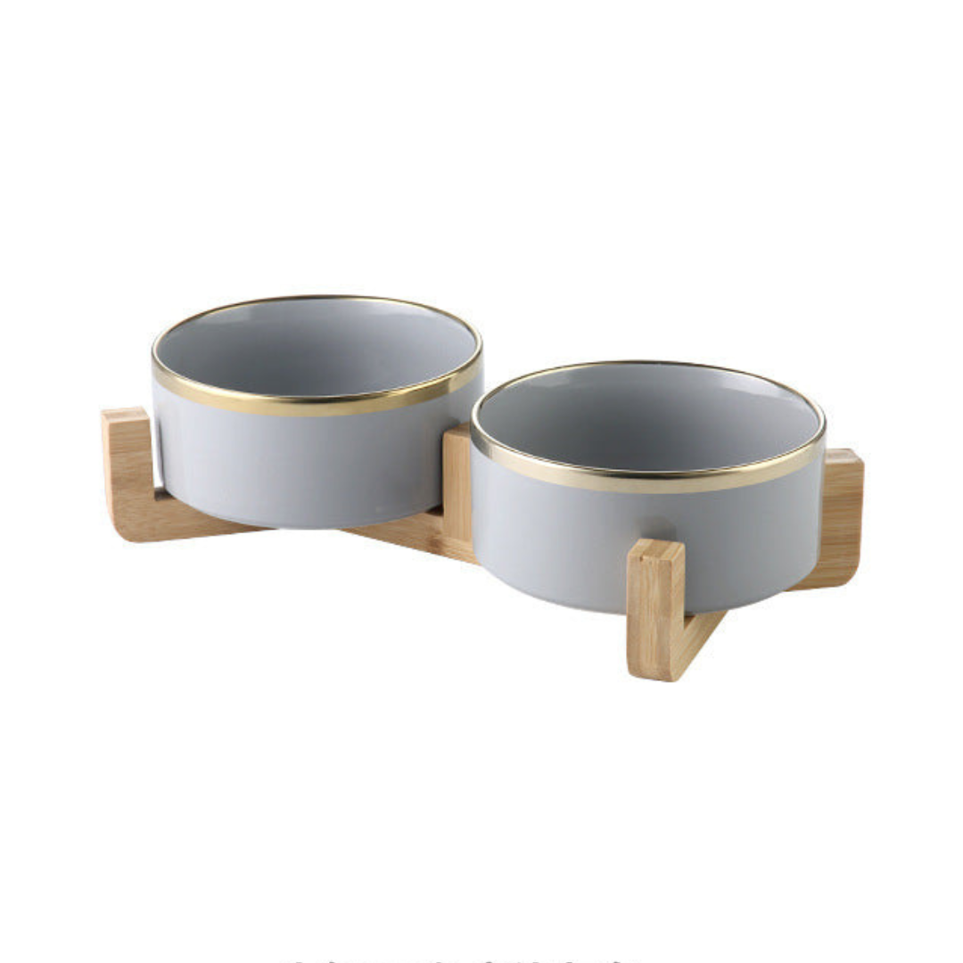 Premium Wood Ceramic Feeding Bowl