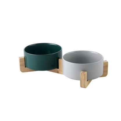 Premium Wood Ceramic Feeding Bowl