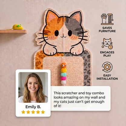 2-in-1 Wall-Mounted Cat Scratcher & Interactive Play Toy