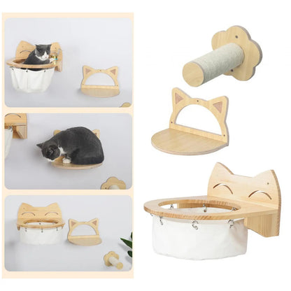 Hanging wooden cat basket