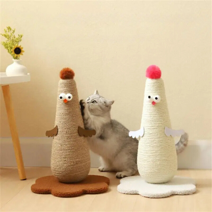 Sisal Cat Scratching Post in Chicken Design