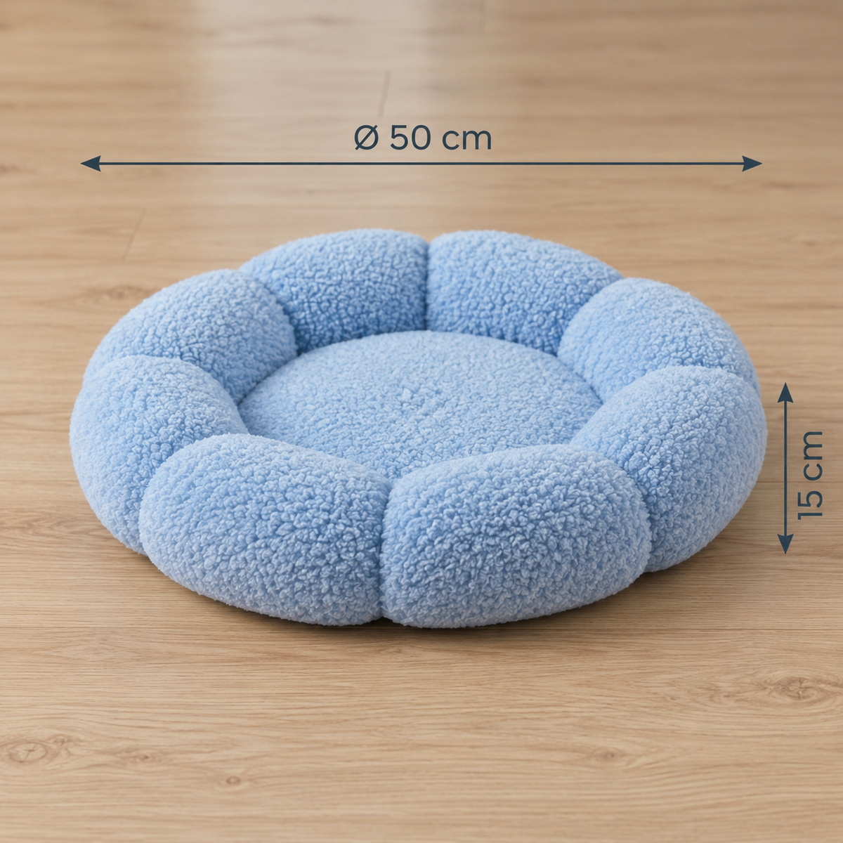 Luxury Floral Fluffy Donut Cat Bed – Soft & Washable Round Cushion