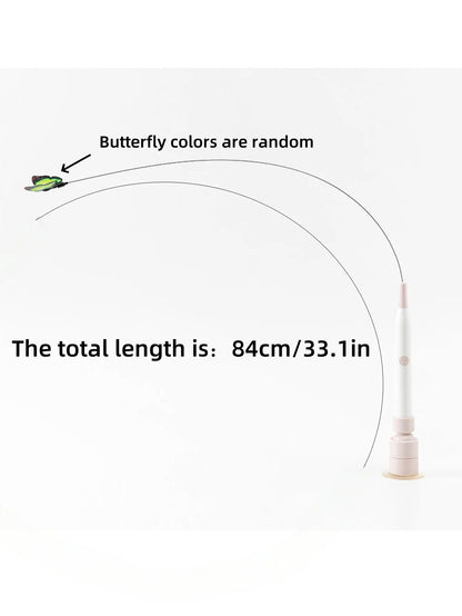 Suction cup stick butterfly toy for cats