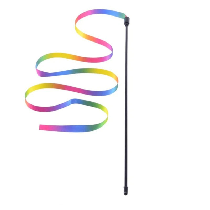 Rainbow Strips Stick Cat Teaser Wand