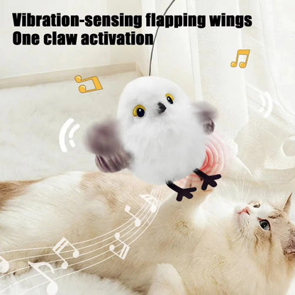 Fluttering and chirping bird cat toy