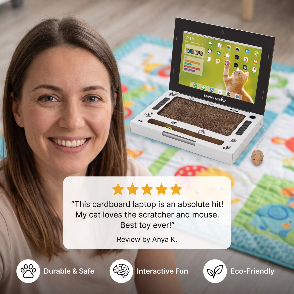 Cardboard Laptop Cat Scratcher & Interactive Toy