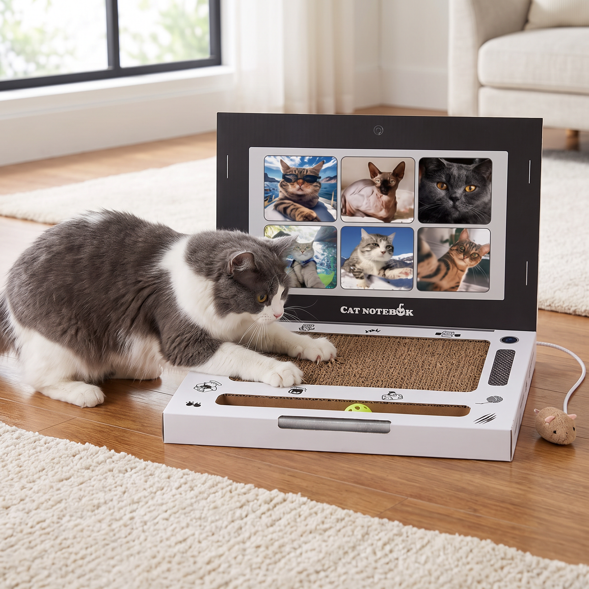 Cardboard Laptop Cat Scratcher & Interactive Toy