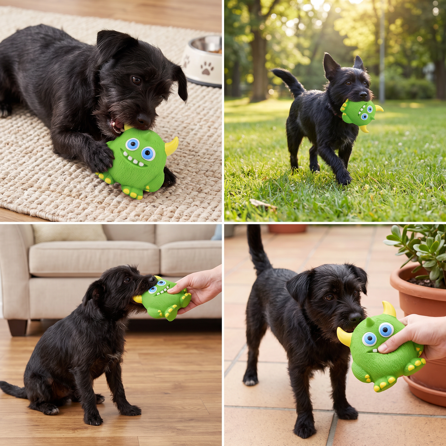 Durable Eco-Friendly Monster Teeth Cleaning Latex Squeaky Dog Toy