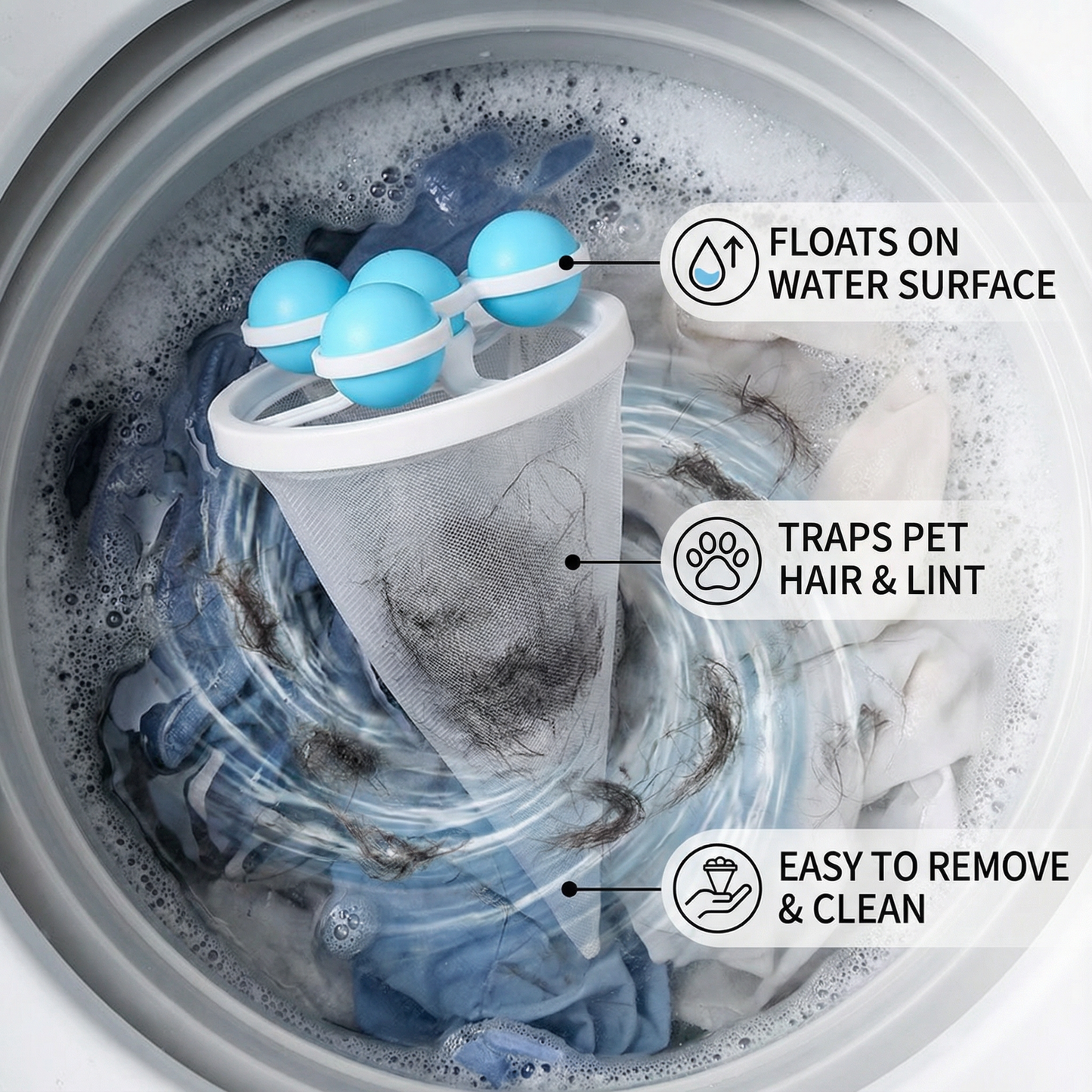 Pet Hair Laundry Filter for Washing Machines – Reusable Mesh Catcher