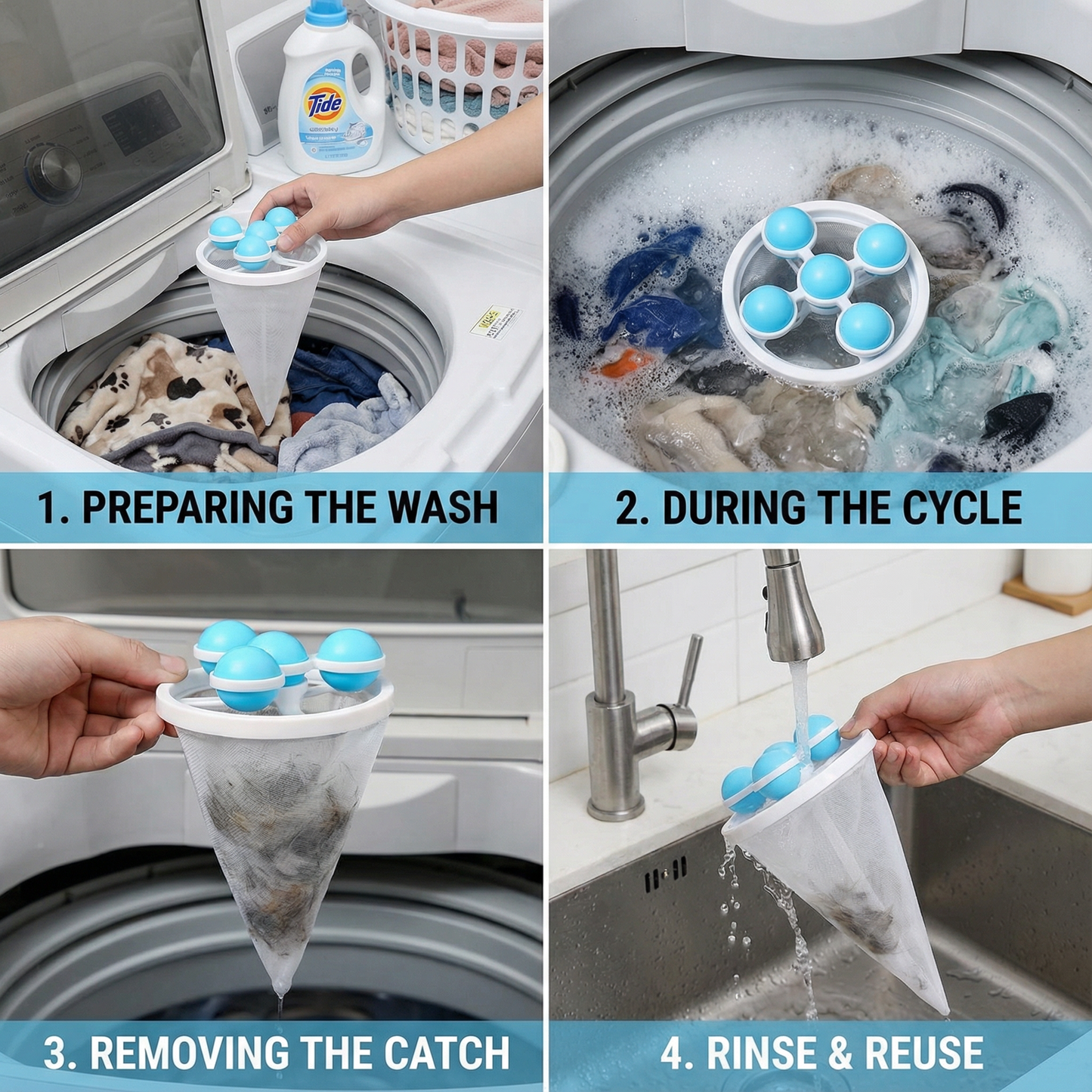 Pet Hair Laundry Filter for Washing Machines – Reusable Mesh Catcher