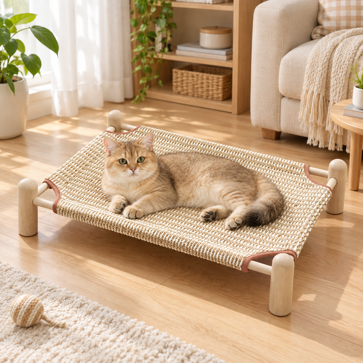 Wear-resistant detachable and durable cat pet sleeping bed with cat scratching board