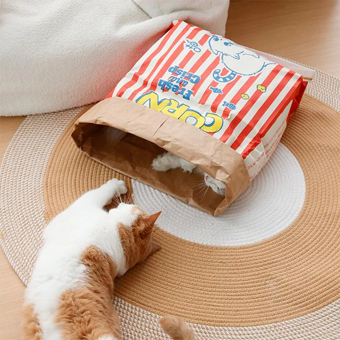 Cat Sleep & Play Cardboard Popcorn Bag