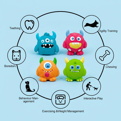 Durable Eco-Friendly Monster Teeth Cleaning Latex Squeaky Dog Toy